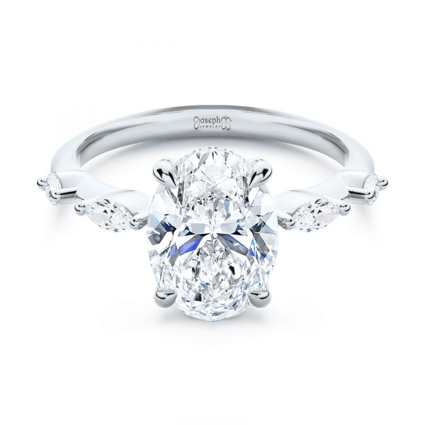 Platinum Platinum Spaced Accents Oval Engagement Ring - Flat View - 107296