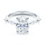 14k White Gold 14k White Gold Spaced Accents Oval Engagement Ring - Flat View -  107296 - Thumbnail