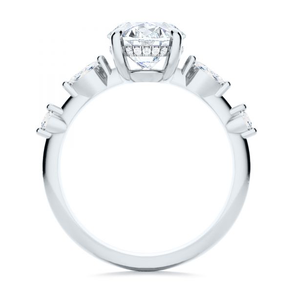 14k White Gold 14k White Gold Spaced Accents Oval Engagement Ring - Front View -  107296