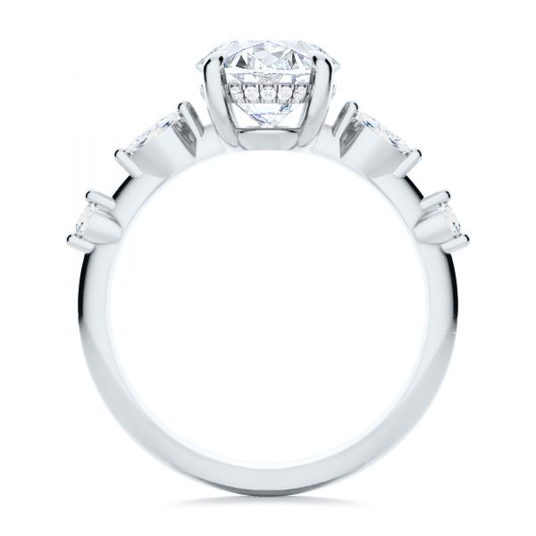 Platinum Platinum Spaced Accents Oval Engagement Ring - Front View - 107296