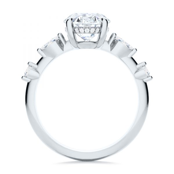 18k White Gold 18k White Gold Spaced Accents Oval Engagement Ring - Front View -  107296