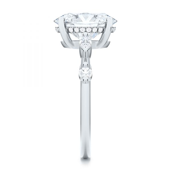 Platinum Platinum Spaced Accents Oval Engagement Ring - Side View - 107296