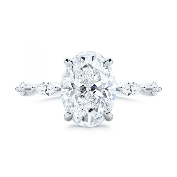  Platinum Platinum Spaced Accents Oval Engagement Ring - Top View -  107296