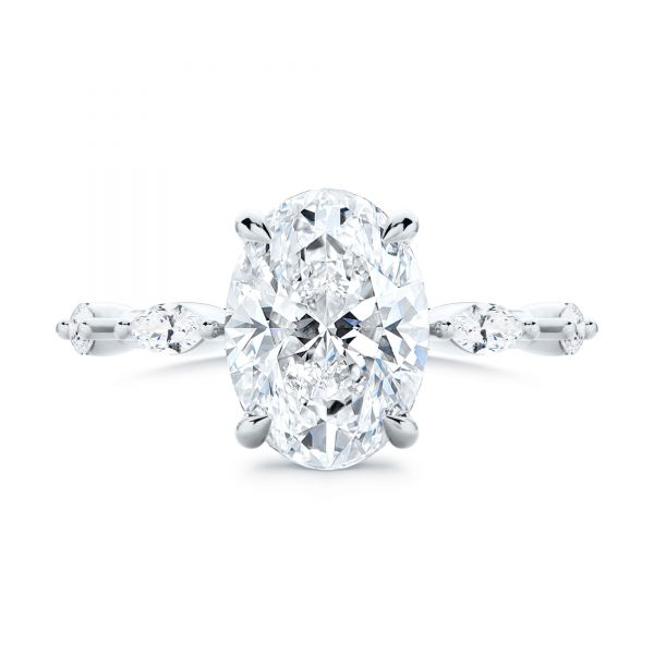 Platinum Platinum Spaced Accents Oval Engagement Ring - Top View - 107296