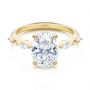 14k Yellow Gold Spaced Accents Oval Engagement Ring - Flat View -  107296 - Thumbnail