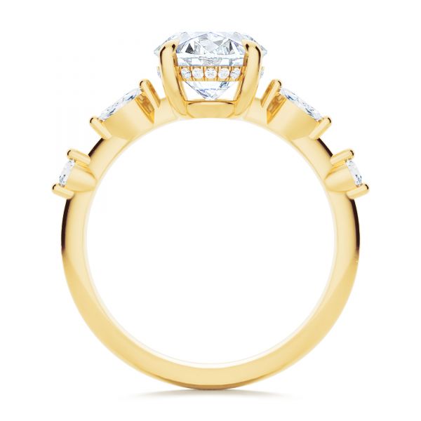 18k Yellow Gold 18k Yellow Gold Spaced Accents Oval Engagement Ring - Front View -  107296