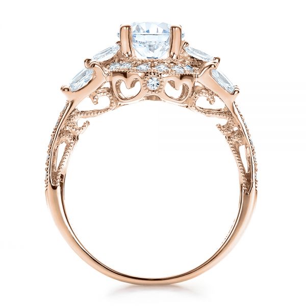 14k Rose Gold 14k Rose Gold Split Shank Baguette Diamond Engagement Ring - Vanna K - Front View -  100071