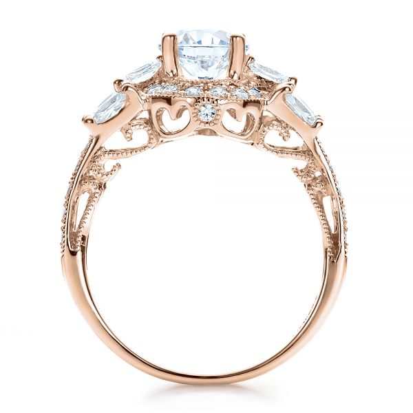 18k Rose Gold Split Shank Baguette Diamond Engagement Ring - Vanna K ...