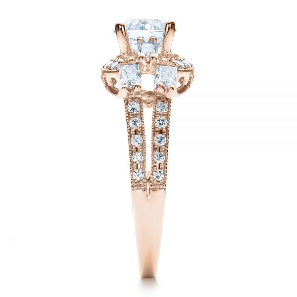 14k Rose Gold 14k Rose Gold Split Shank Baguette Diamond Engagement Ring - Vanna K - Side View -  100071