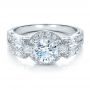 18k White Gold 18k White Gold Split Shank Baguette Diamond Engagement Ring - Vanna K - Flat View -  100071 - Thumbnail
