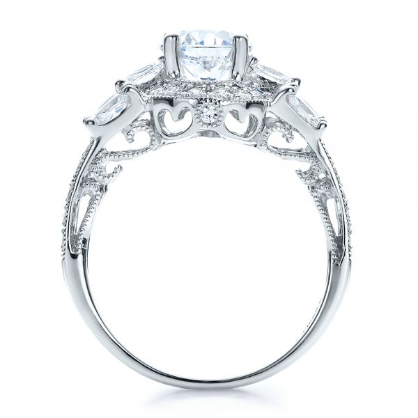  Platinum Split Shank Baguette Diamond Engagement Ring - Vanna K - Front View -  100071