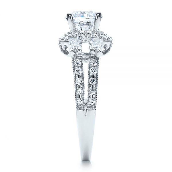 14k White Gold 14k White Gold Split Shank Baguette Diamond Engagement Ring - Vanna K - Side View -  100071
