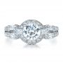 14k White Gold 14k White Gold Split Shank Baguette Diamond Engagement Ring - Vanna K - Top View -  100071 - Thumbnail