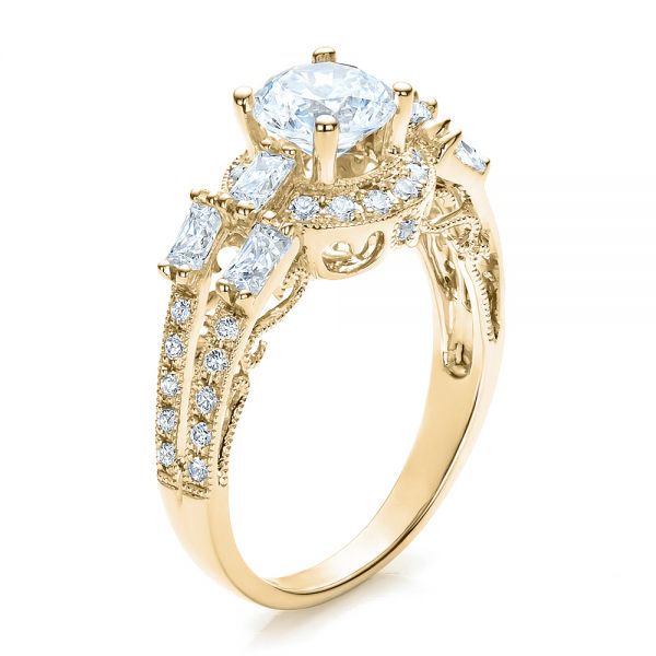 18k Yellow Gold 18k Yellow Gold Split Shank Baguette Diamond Engagement Ring - Vanna K - Three-Quarter View -  100071