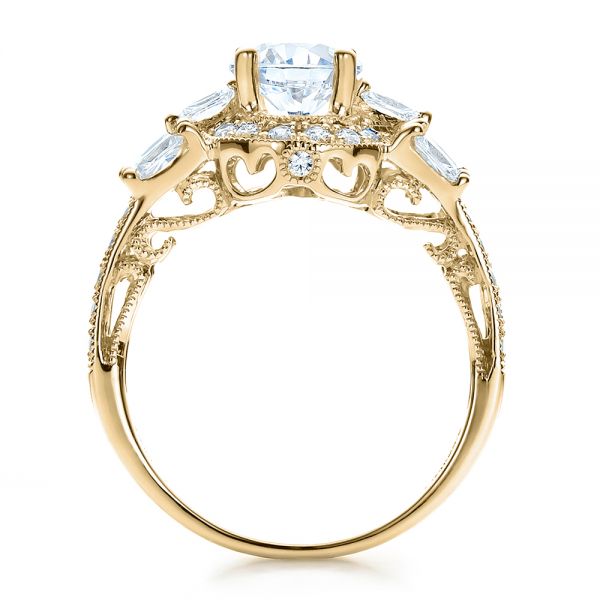18k Yellow Gold 18k Yellow Gold Split Shank Baguette Diamond Engagement Ring - Vanna K - Front View -  100071