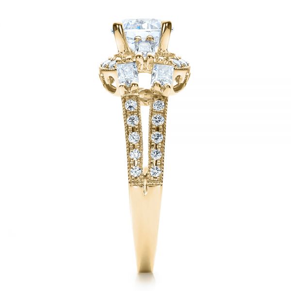 14k Yellow Gold 14k Yellow Gold Split Shank Baguette Diamond Engagement Ring - Vanna K - Side View -  100071