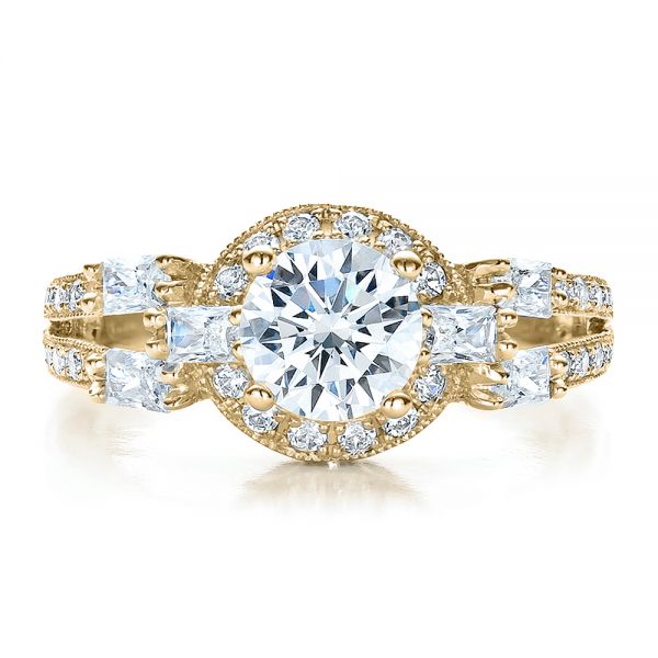 14k Yellow Gold 14k Yellow Gold Split Shank Baguette Diamond Engagement Ring - Vanna K - Top View -  100071