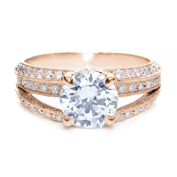 18k Rose Gold 18k Rose Gold Split Shank Diamond Engagement Ring - Parade - Flat View -  172
