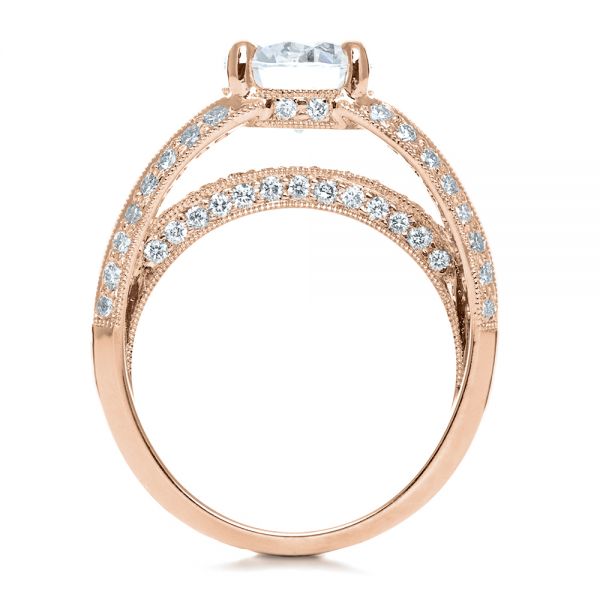 14k Rose Gold 14k Rose Gold Split Shank Diamond Engagement Ring - Parade - Front View -  172