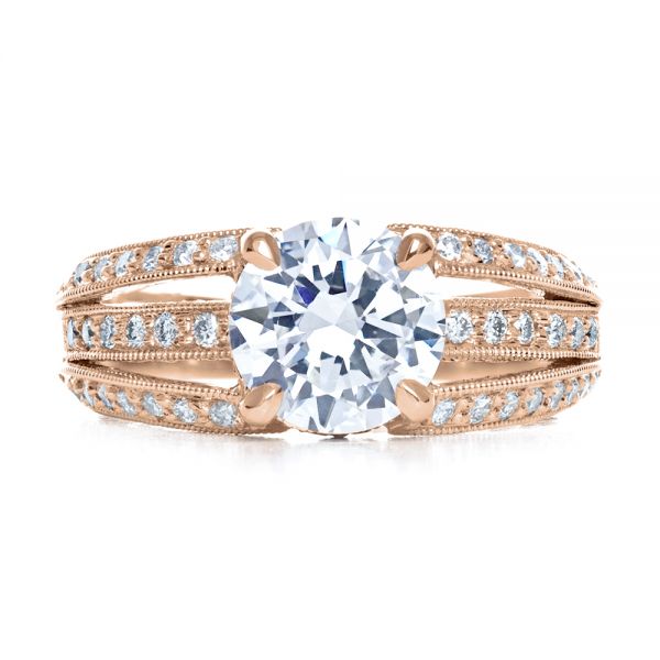 18k Rose Gold 18k Rose Gold Split Shank Diamond Engagement Ring - Parade - Top View -  172