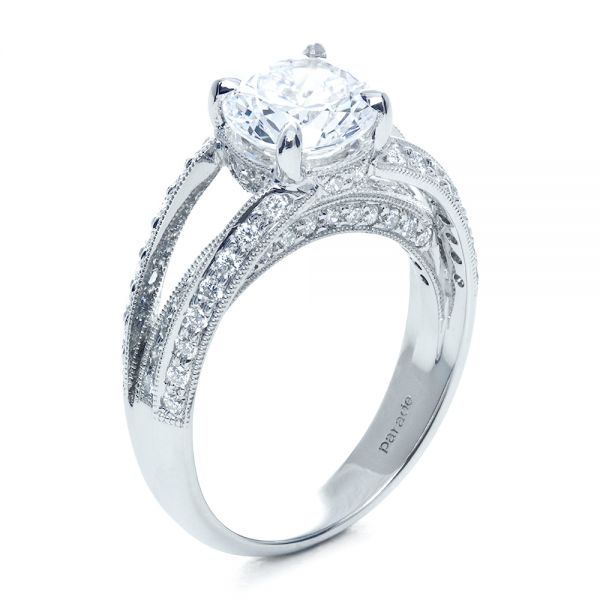 18k White Gold Split Shank Diamond Engagement Ring - Parade - Three-Quarter View -  172