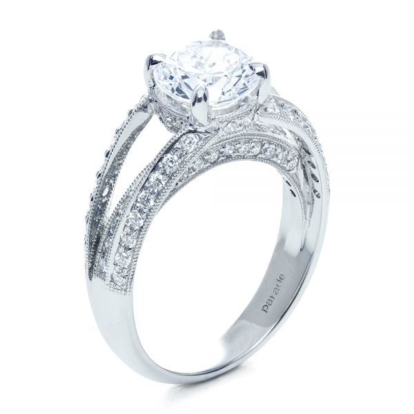 14k White Gold 14k White Gold Split Shank Diamond Engagement Ring - Parade - Three-Quarter View -  172