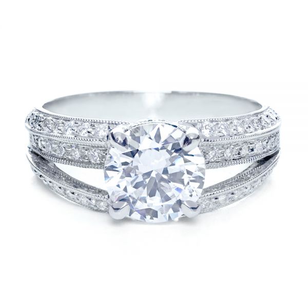 18k White Gold Split Shank Diamond Engagement Ring - Parade - Flat View -  172
