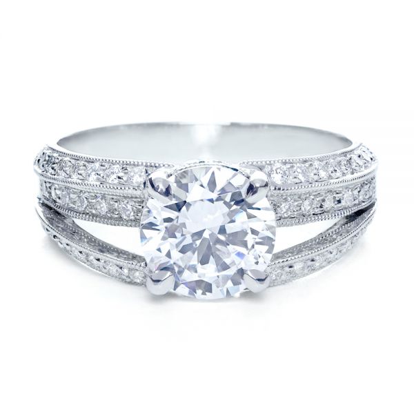 18k White Gold Split Shank Diamond Engagement Ring - Parade - Flat View - 172