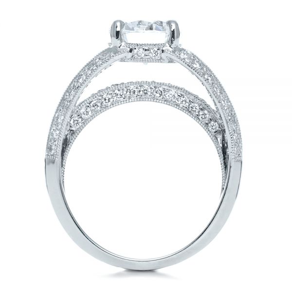 18k White Gold Split Shank Diamond Engagement Ring - Parade - Front View -  172