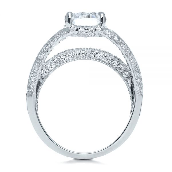 18k White Gold Split Shank Diamond Engagement Ring - Parade - Front View - 172