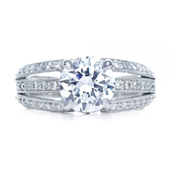 18k White Gold Split Shank Diamond Engagement Ring - Parade - Top View -  172