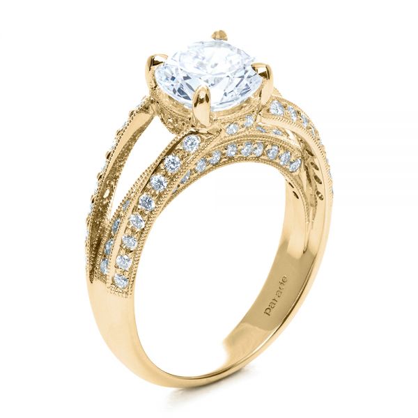 18k Yellow Gold 18k Yellow Gold Split Shank Diamond Engagement Ring - Parade - Three-Quarter View -  172