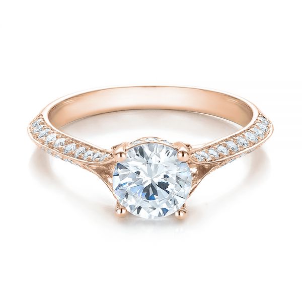 14k Rose Gold 14k Rose Gold Split Shank Diamond Engagement Ring - Flat View -  100396