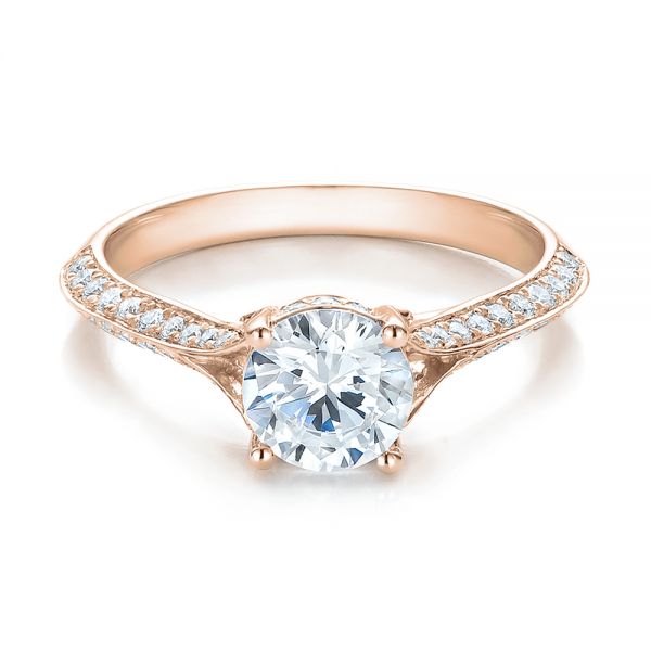 14k Rose Gold 14k Rose Gold Split Shank Diamond Engagement Ring - Flat View - 100396