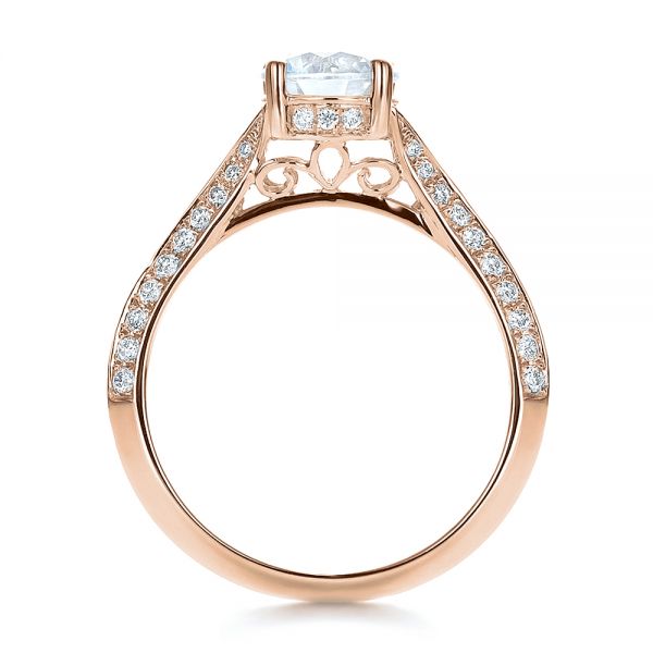 14k Rose Gold 14k Rose Gold Split Shank Diamond Engagement Ring - Front View -  100396