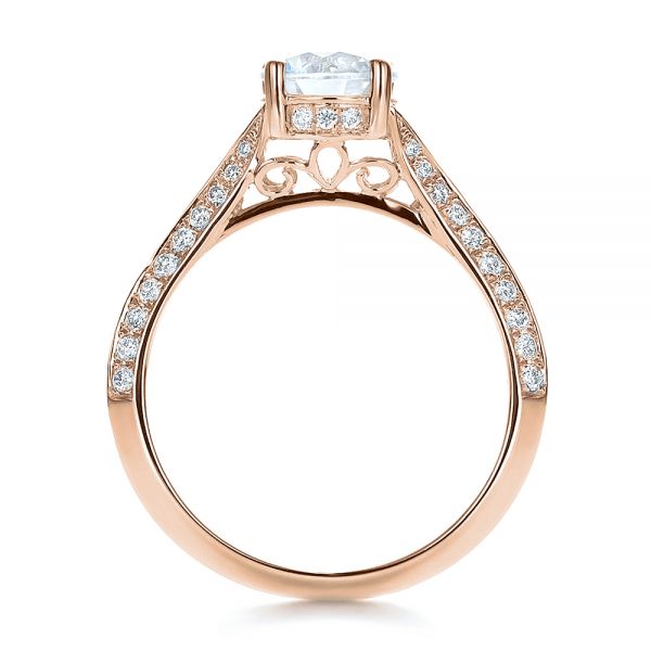 14k Rose Gold 14k Rose Gold Split Shank Diamond Engagement Ring - Front View - 100396