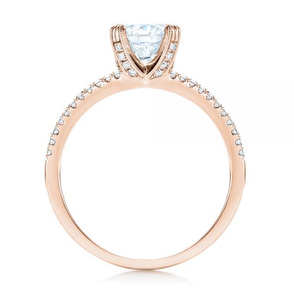 18k Rose Gold 18k Rose Gold Split Shank Diamond Engagement Ring - Front View -  103076