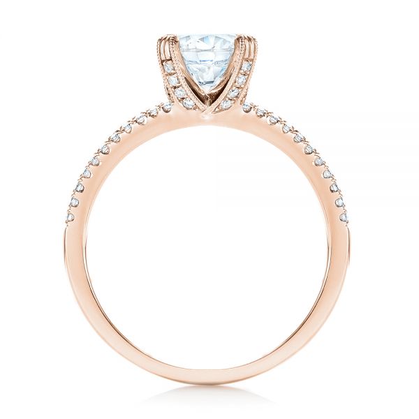 18k Rose Gold 18k Rose Gold Split Shank Diamond Engagement Ring - Front View -  103076