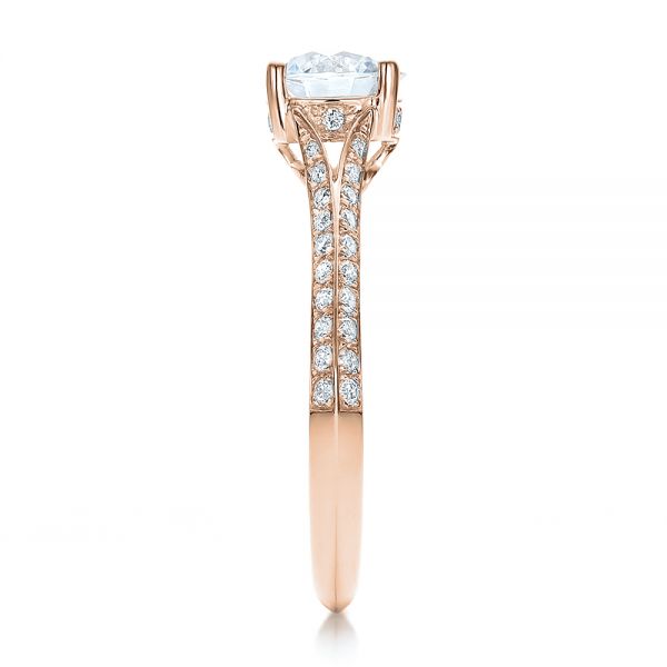 14k Rose Gold 14k Rose Gold Split Shank Diamond Engagement Ring - Side View - 100396
