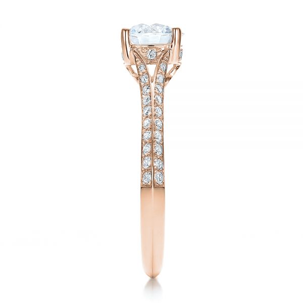 18k Rose Gold 18k Rose Gold Split Shank Diamond Engagement Ring - Side View -  100396