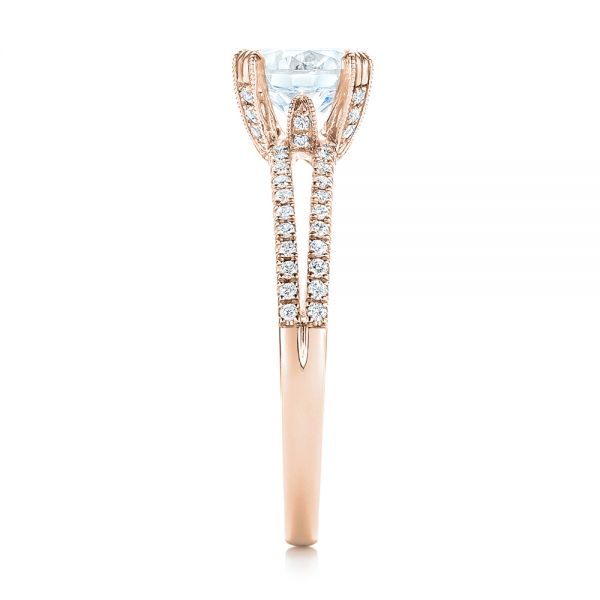 18k Rose Gold 18k Rose Gold Split Shank Diamond Engagement Ring - Side View -  103076