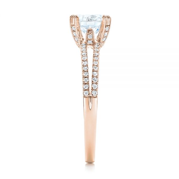 18k Rose Gold 18k Rose Gold Split Shank Diamond Engagement Ring - Side View -  103076