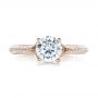 18k Rose Gold 18k Rose Gold Split Shank Diamond Engagement Ring - Top View -  100396 - Thumbnail
