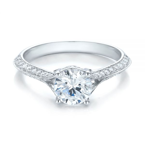 18k White Gold 18k White Gold Split Shank Diamond Engagement Ring - Flat View -  100396