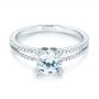 18k White Gold Split Shank Diamond Engagement Ring - Flat View -  103076 - Thumbnail