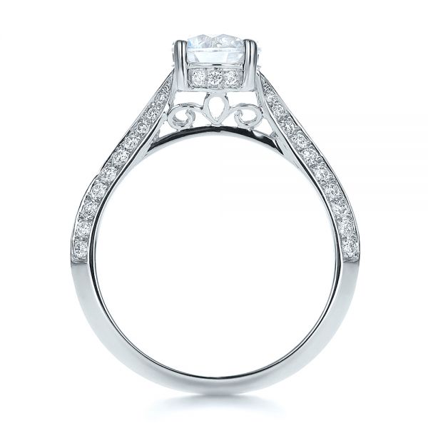 18k White Gold 18k White Gold Split Shank Diamond Engagement Ring - Front View -  100396