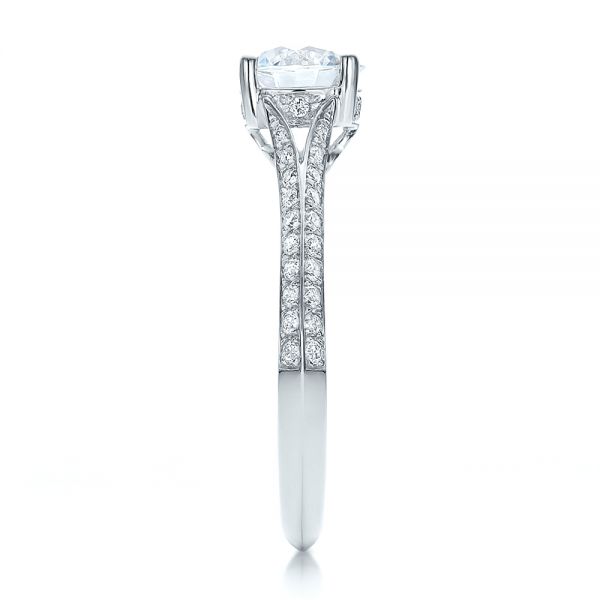 14k White Gold Split Shank Diamond Engagement Ring - Side View -  100396