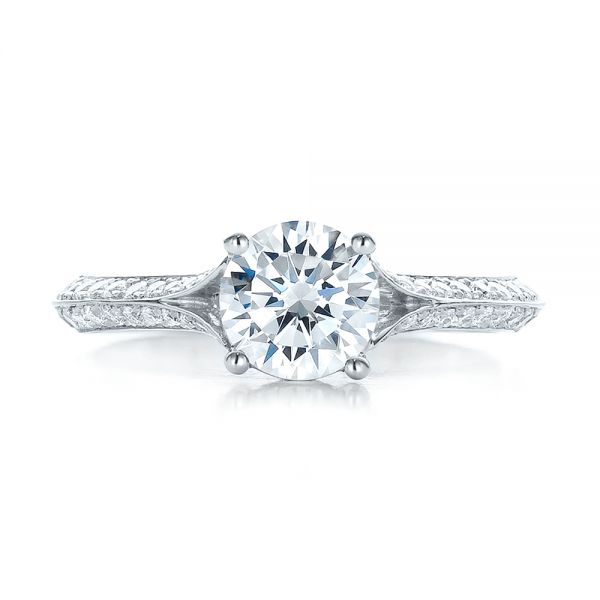 18k White Gold 18k White Gold Split Shank Diamond Engagement Ring - Top View -  100396