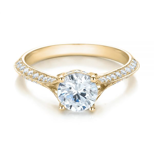 14k Yellow Gold 14k Yellow Gold Split Shank Diamond Engagement Ring - Flat View -  100396