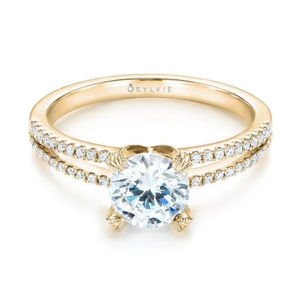 18k Yellow Gold 18k Yellow Gold Split Shank Diamond Engagement Ring - Flat View -  103076